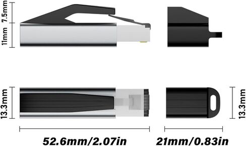 USB C to Gigabit Ethernet Adapter 1000Mbps RJ45 Networks Card Type-C Compact Aluminum Dongle with Protective Keychain Cap for Laptop Tablet Space Gray 1-Piece in Saudi Arabia
