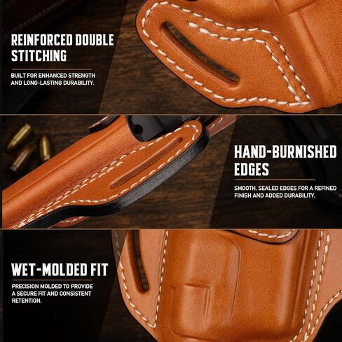 Leather Pancake Holster for Glock 43X MOS & Sig P365 XMacro with TLR-7 Sub in Kuwait