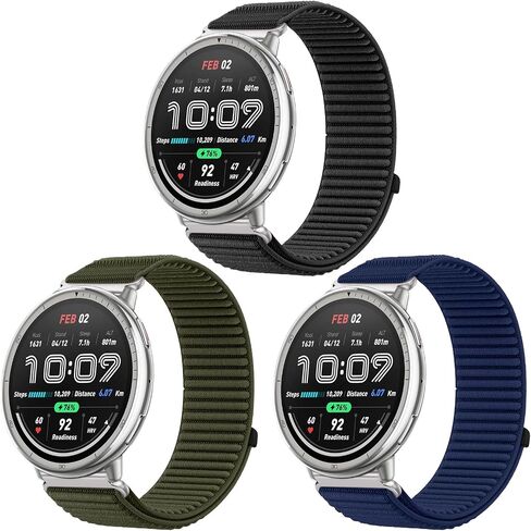 3 Pack Straps with Amazfit Active/Active 2/Amazfit GTS/GTS 2/2e/GTS3/GTS 4/GTS 4 Mini/GTR Mini, 20mm Nylon Replacement Bands for Amazfit Bip/Bip U/BipU Pro/Bip 3/Bip 3 Pro/Pop Pro in Kuwait
