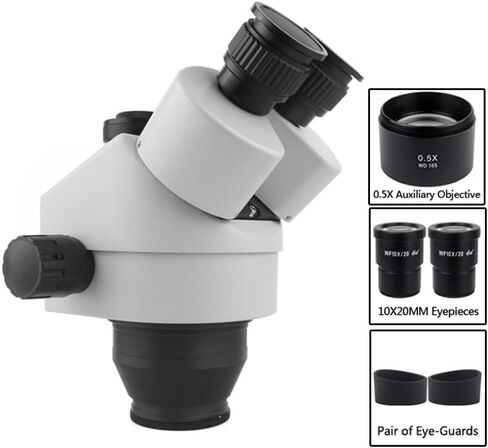 7X-45X 3.5X-90X Simultaneous Focus Trinocular Zoom Physical Microscope Head + 0.5x 2.0x Auxiliary Lens for Electronic Soldering Repair (Color : 3.5X-45X) in Kuwait
