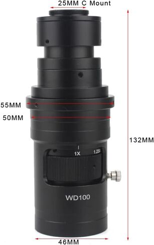 10X- 200X 0.7X-5X WD100 Adjustable Magnification C Mount Zoom Lens For HDMI VGA USB Industrial Video Microscope Camera in Kuwait
