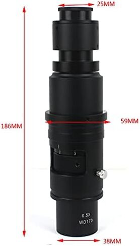 Adjustable 180X 120X 300X 200X 130X Zoom C-mount Lens 0.7X~4.5X Magnification 25mm For HDMI USB Industry Video Microscope Camera (Color : WD 90X) in Kuwait