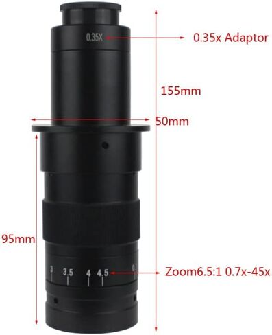 Adjustable 180X 120X 300X 200X 130X Zoom C-mount Lens 0.7X~4.5X Magnification 25mm For HDMI USB Industry Video Microscope Camera (Color : WD 90X) in Kuwait
