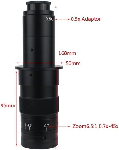 Adjustable 180X 120X 300X 200X 130X Zoom C-mount Lens 0.7X~4.5X Magnification 25mm For HDMI USB Industry Video Microscope Camera (Color : WD 90X) in Kuwait