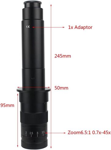 Adjustable 180X 120X 300X 200X 130X Zoom C-mount Lens 0.7X~4.5X Magnification 25mm For HDMI USB Industry Video Microscope Camera (Color : WD 90X) in Kuwait