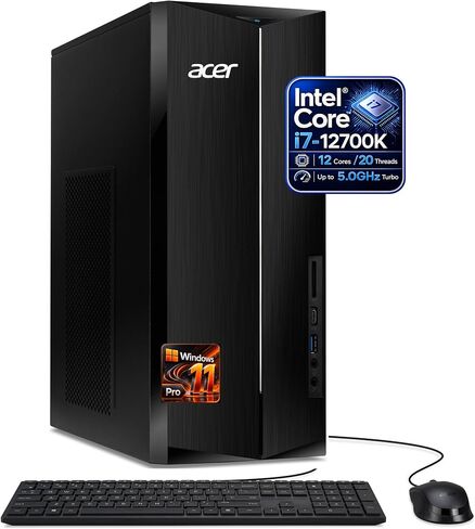 Customized Acer Aspire Desktop Tower, Intel Core i7-12700K(12 Cores, 20 Threads), 8GB/ 16GB/ 32GB/ 64GB DDR5 RAM, 512GB/ 1TB/ 2TB/ 4TB SSD, 2 x HDMI Support Dual 4K Monitor, Wins 11, Wired KB & Mouse in Kuwait