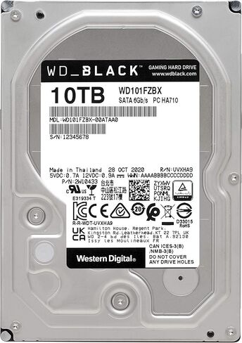 Western Digital 10TB WD Black Performance Internal Hard Drive HDD - 7200 RPM, SATA 6 Gb/s, 256 MB Cache, 3.5" - WD101FZBX in Kuwait