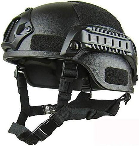 Tactical Airgun Color Bullet Adjustable ACH Tactical Helmet with Ear Protection, Front NVG Installation and Side Raiders, Removable Face Mask Anti Fog Goggles in Saudi Arabia