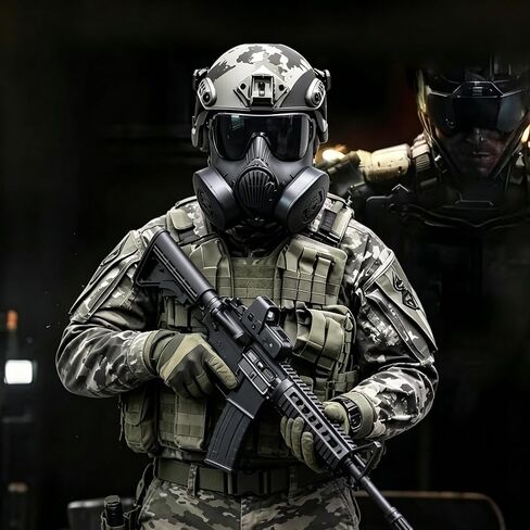 M50 Tactical Airsoft Full Face Mask with Gray Anti Glare Lens Anti Fog Scratch Resistant Upgraded Durable Fan for Paintball Games in Saudi Arabia