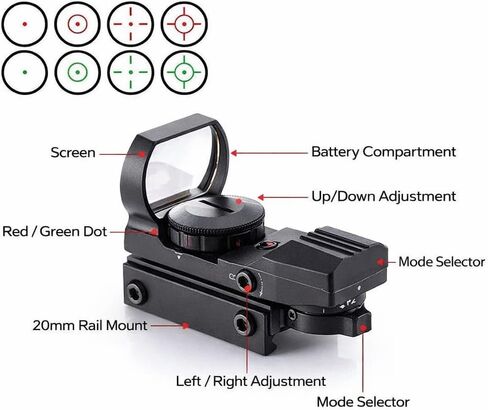 Combo of 2 | Side Saddle Shutgun Shell Holder V2 & Reflex Sight Red Green Reticles with Weaver Picatinny Rail Mount, Compatible with Mossberg 500/590/Shockwave Series Shutguns in Saudi Arabia