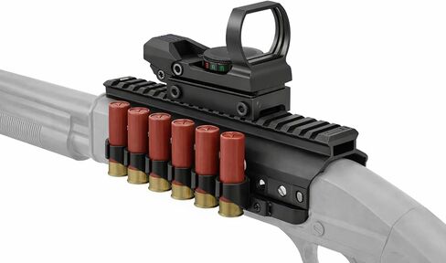 Combo of 2 | Side Saddle Shutgun Shell Holder V2 & Reflex Sight Red Green Reticles with Weaver Picatinny Rail Mount, Compatible with Mossberg 500/590/Shockwave Series Shutguns in Saudi Arabia