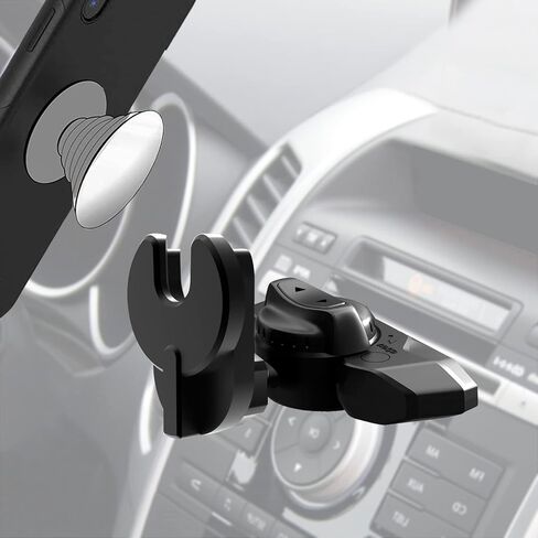 CD Slot Car Grips Phone Holder,CD Slot Phone Holder for Popsocket,Car Mount for Pop Socket Compatible with Magsafe Wallet, Black in Kuwait