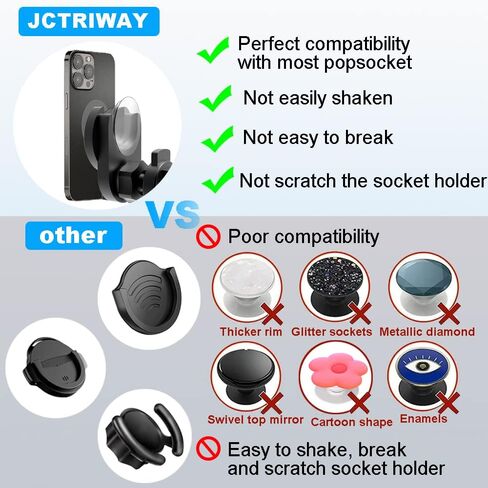 CD Slot Car Grips Phone Holder,CD Slot Phone Holder for Popsocket,Car Mount for Pop Socket Compatible with Magsafe Wallet, Black in Kuwait