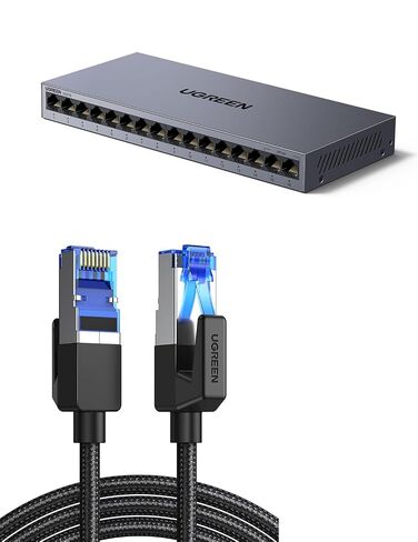 UGREEN Cat 8 Ethernet Cable 6FT Bundle with 16 Port Gigabit Switch in Kuwait