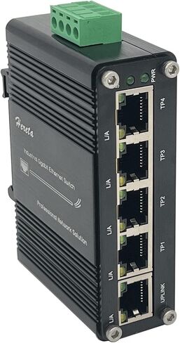 Mini 5-Port Ethernet Switch Hardened Industrial Gigabit Network Switch 10/100/1000BASE-T with Half/Full Duplex & Auto-MDI/MDI-X Function 12~48VDC Wide Range Power Input in Kuwait