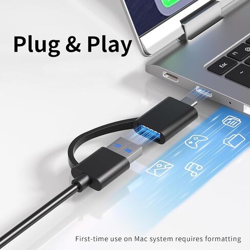 محرك أقراص ثابتة خارجي محمول سعة 500 جيجابايت USB-A Type-C لأجهزة الكمبيوتر الشخصية وأجهزة Mac وPS4 وXbox in Kuwait