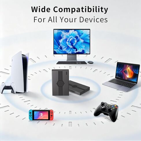 محرك أقراص ثابتة خارجي محمول سعة 500 جيجابايت USB-A Type-C لأجهزة الكمبيوتر الشخصية وأجهزة Mac وPS4 وXbox in Kuwait