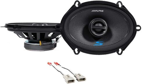 Pair ALPINE S-S57 230 Watt 5x7" or 6x8" Coaxial 2-Way Car Audio Speakers Bundle with METRA 72-5512 Speaker Wire Harness Connector compatible with 1987-Up Ford (2 item) in Kuwait