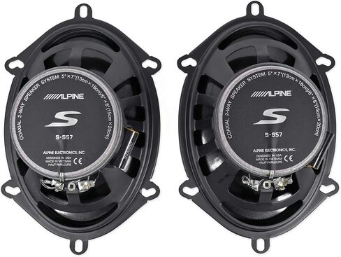 Pair ALPINE S-S57 230 Watt 5x7" or 6x8" Coaxial 2-Way Car Audio Speakers Bundle with METRA 72-5512 Speaker Wire Harness Connector compatible with 1987-Up Ford (2 item) in Kuwait