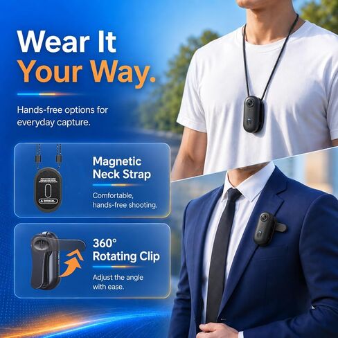 Body Camera, Thumb Size Cam with 32G TF Card,Wearable Camera with 360°Rotatable Clip & Magnetic Clip,150 Minutes for Recording,Take for Lecture, Traveling,Pet Walking and Outdoors Activities in Saudi Arabia