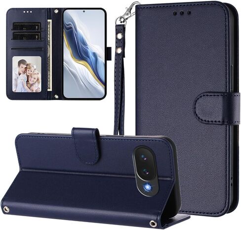 Wallet Case for Google Pixel 10a Phone (2026), with Wrist Strip, Card Slot, Cash Pocket, PU Leather Phone Cover with Closure (Dark Purple) in Kuwait