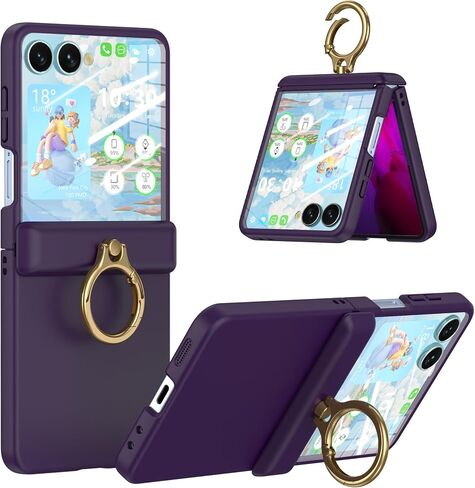 Case for Samsung Galaxy Z Flip 8 Case with Ring Kickstand Screen Protector Shockproof Hinge Protection Phone Cover for Galaxy Z Flip 8 2026 5G - Green in Kuwait