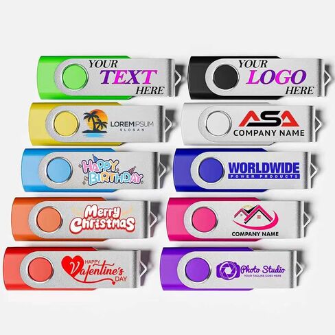 Custom USB 2.0 Personalized Flash Drive 32GB, 200Pcs High-Speed Memory Sticks with Printed Logo/Text, Bulk Promotional Thumb Drives for Company AD/Education/Wedding/Corporate Event in Kuwait