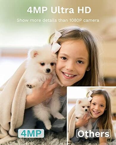 WUUK 4MP Indoor Security Camera, Pan Tilt Cam for Baby Monitor, 2K Outdoor Cameras Wireless with 32GB Base Station, Wi-Fi Home Security Camera for Dog or Cat, No Monthly Fee in Kuwait