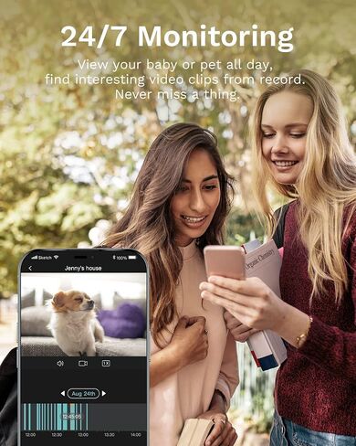 WUUK 4MP Indoor Security Camera, Pan Tilt Cam for Baby Monitor, 2K Outdoor Cameras Wireless with 32GB Base Station, Wi-Fi Home Security Camera for Dog or Cat, No Monthly Fee in Kuwait