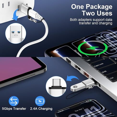 2*USB C Female to USB A Male Converter & 2*USB C Male to USB Female Adapter in Kuwait