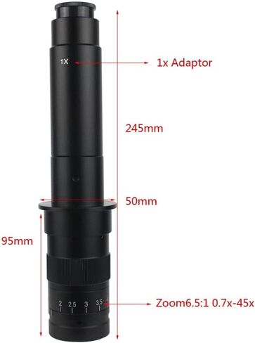 Adjustable 180X 120X 300X 200X 130X Zoom C Mount Lens 0.7X to 4.5X Magnification 25mm HDMI USB for Industrial Video Microscope Camera (Color : WD 90X) in Kuwait