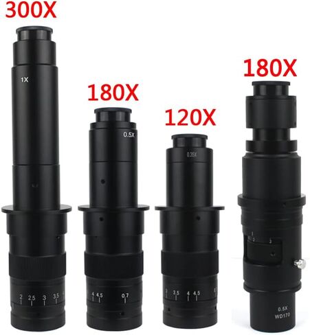 Adjustable 180X 120X 300X 200X 130X Zoom C-mount Lens 0.7X~4.5X Magnification 25mm For HDMI USB Industry Video Microscope Camera (Color : 300X) in Kuwait