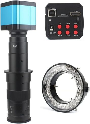 Industrial Digital Electronic Video Microscope Lens C-Mount Microscope Camera HDMI USB Video Microscope for Soldering Repair (Color : Camera Lens LED, Size : 300X) in Kuwait