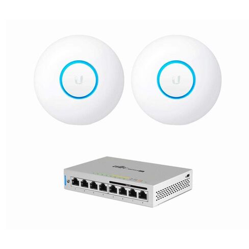 UniFi nanoHD UAP-nanoHD-US (2-Pack) Compact Dual Band Wave2 Enterprise Wi-Fi 4x4 MIMO 1730 Mbps with UniFi Switch 8 US-8-60W 8-Port Fully Managed Gigabit Switch 802.3af PoE in Saudi Arabia