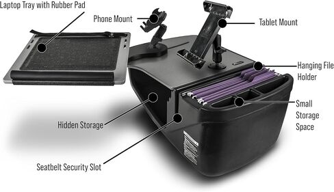 AutoExec Reach Desk Front Seat Car Desk and Portable Workstation 400 watt Power Inverter, Phone Mount, Tablet Mount and Phone Vent Clip, Grey in Kuwait