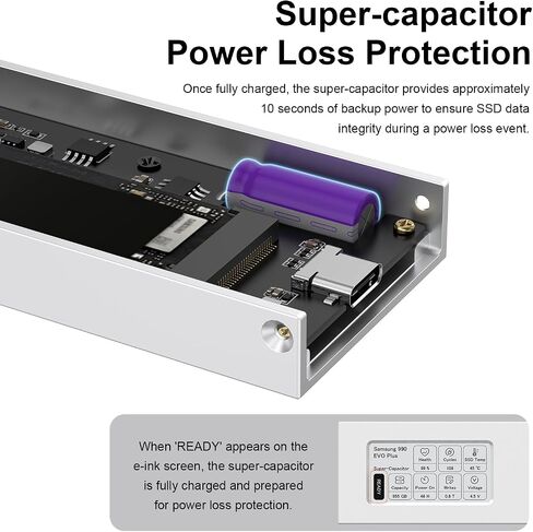 Qwiizlab NVMe M.2 SSD Enclosure with E-Ink Display, 10Gbps in Saudi Arabia