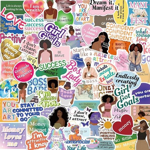 50 قطعة من ملصقات لوحة الرؤية الوردية لـ Kindle Black Girl ملصق سحري تحفيزي وملهم للتمكين وموضوع ملهم in Kuwait