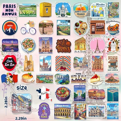 100PCS France Stickers, French Travel Vinyl Decals Bulk in Kuwait