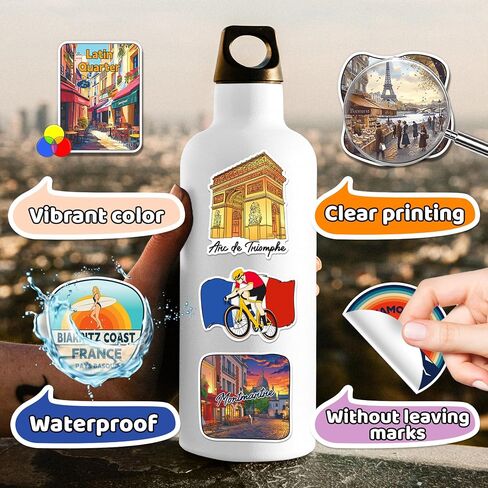 100PCS France Stickers, French Travel Vinyl Decals Bulk in Kuwait