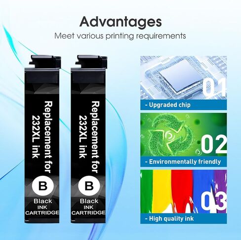 Remanufactured for 232XL Black Ink Cartridges Replacement for 232XL Ink Cartridges Combo Pack Work with XP-4200 XP-4205 WF-2930 WF-2950 (2 Pack) in Saudi Arabia