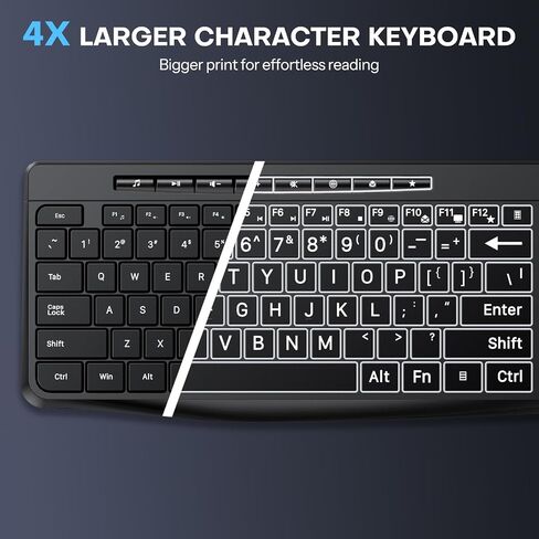 TECURS Large Print Backlit Keyboard, Wired Computer Keyboard in Kuwait