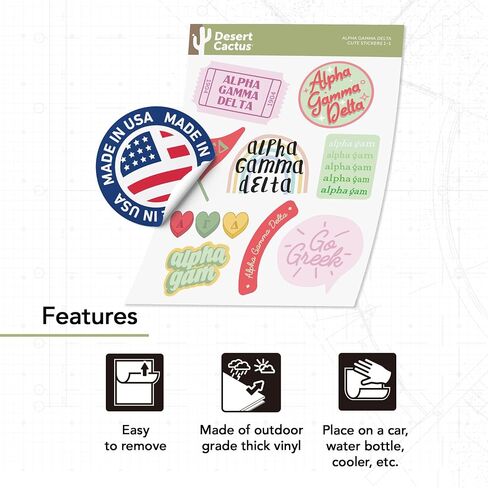 Desert Cactus Alpha Gamma Delta Sorority Sticker Decal (Cute) in Kuwait