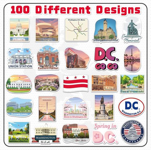 200PCS Washington DC Stickers, Travel Souvenir Decal Pack in Saudi Arabia