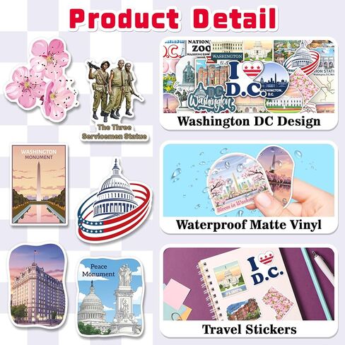 200PCS Washington DC Stickers, Travel Souvenir Decal Pack in Saudi Arabia