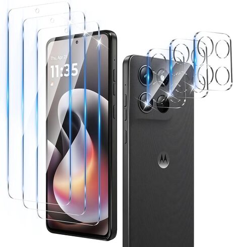 واقي شاشة مكون من 3 قطع مصمم لهاتف Motorola Moto G Stylus 5G 2025 مع 3 قطع من واقي عدسة الكاميرا من الزجاج المقوى، شفاف فائق الدقة، صلابة 9H، سهل التركيب - صديق للحافظة، مقاوم للخدش in Kuwait