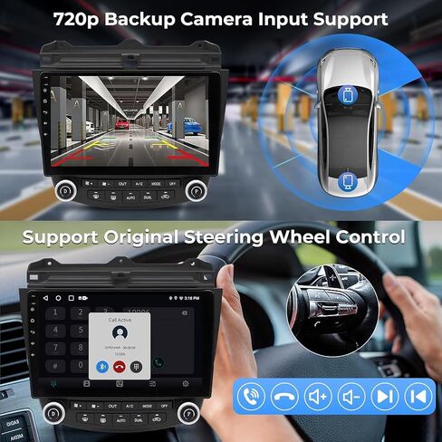 Android 14.0 Car Radio for Honda Accord 7th 2003-2007, 10.1 Inch Touchscreen Car Stereo with CarPlay Android Auto,4GB RAM+32GB ROM Support SWC,GPS Navi,WiFi,FM/RDS,Bluetooth in Kuwait