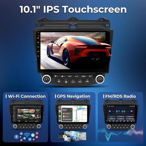 Android 14.0 Car Radio for Honda Accord 7th 2003-2007, 10.1 Inch Touchscreen Car Stereo with CarPlay Android Auto,4GB RAM+32GB ROM Support SWC,GPS Navi,WiFi,FM/RDS,Bluetooth in Kuwait