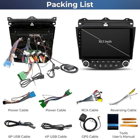 Android 14.0 Car Radio for Honda Accord 7th 2003-2007, 10.1 Inch Touchscreen Car Stereo with CarPlay Android Auto,4GB RAM+32GB ROM Support SWC,GPS Navi,WiFi,FM/RDS,Bluetooth in Kuwait