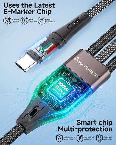 2Pack USB C Multi Charging Cable, 100W 3 in 2 USBC Cable Multiple Connectors [USB-A/C to 3 Type-C], PD Fast Multi C Charger Cord for iPhone 17 16 Pro Max, MacBook Pro, Universal Fast Multi Cord [4FT] in Kuwait