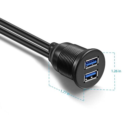 2 Ports USB 3.0 Extension Cable, Flush Mount Car Truck Boat Motorcycle Dashboard Panel Adapter-3 Feet in Saudi Arabia
